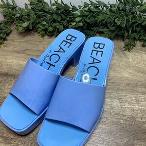 Beach By Matisse Wade Ocean Blue Women's Slip On Jelly Heeled Sandal Size 8 M